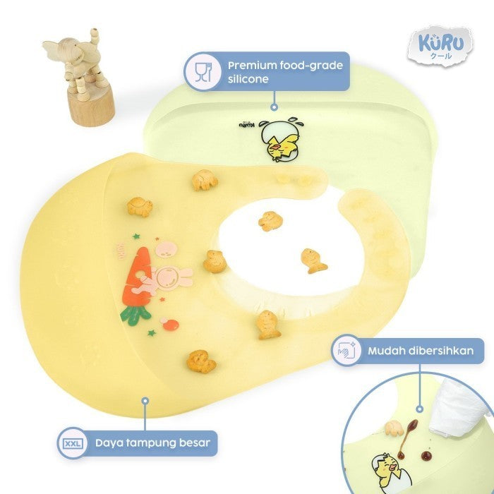 Kuru Baby Silicone Bib | Celemek Makan Bayi Anak Balita MPASI