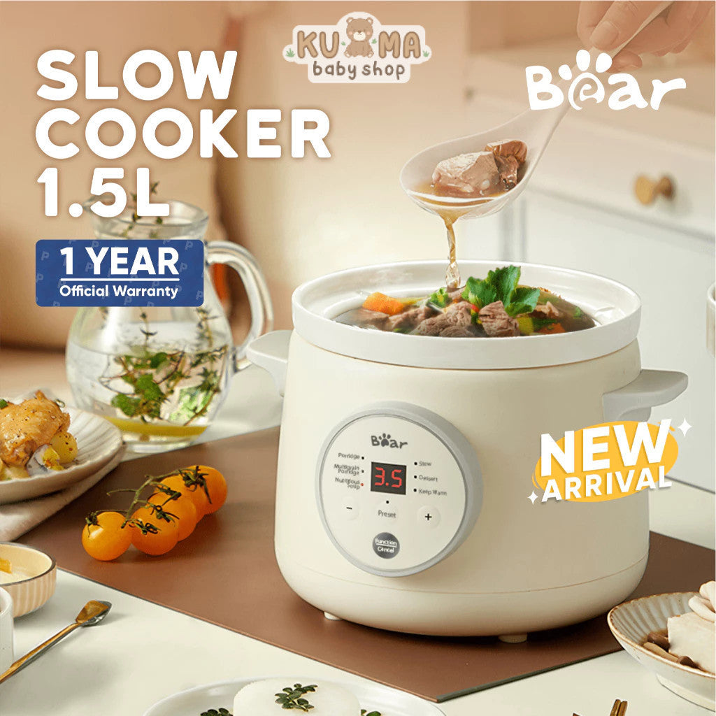 Bear Slow Cooker Ceramic 1.5L / Slow Cooker Ceramic Baby & Family Food Maker / Panci Ceramic
