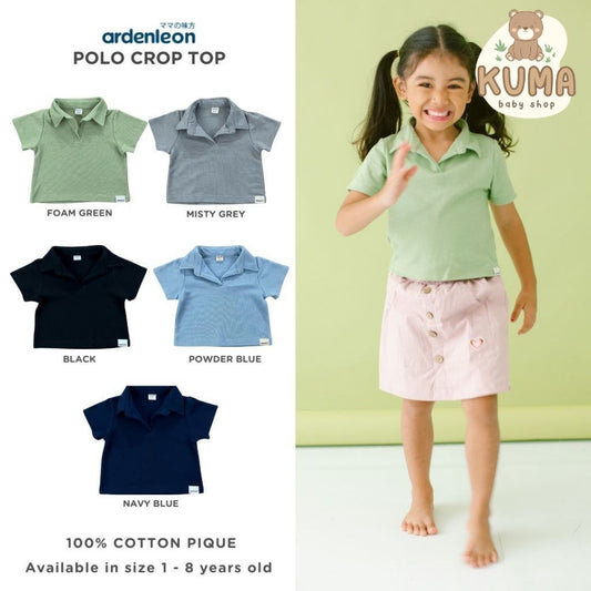 ARDENLEON Atasan Anak Perempuan Polo Crop Top Girl