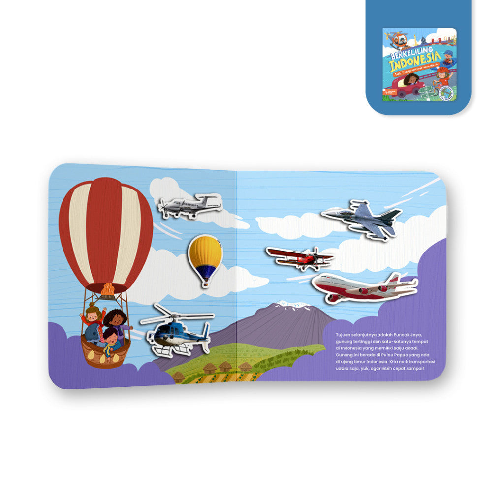 Tentang Anak - Activity Busy Book l Berkeliling Indonesia : Alat Transportasi, Darat, Udara, dan Air l Quiet Book | Velcro Book