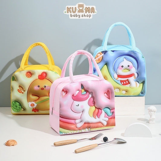 TAS BEKAL MAKANAN ANAK LUNCH BAG TEMPAT BEKAL ANAK TEMPAT PENYIMPANAN MAKANAN TAS LUNCH BOX 3D.