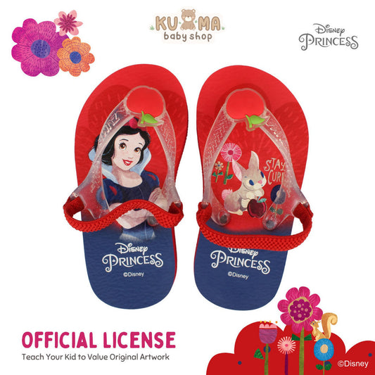 Zuma Baby x Disney Princess Snow White Red, Sandal Jepit Bayi Karet Tali Belakang, Merah Biru