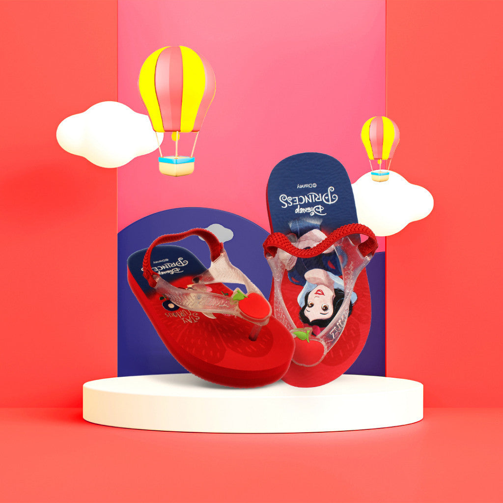 Zuma Baby x Disney Princess Snow White Red, Sandal Jepit Bayi Karet Tali Belakang, Merah Biru