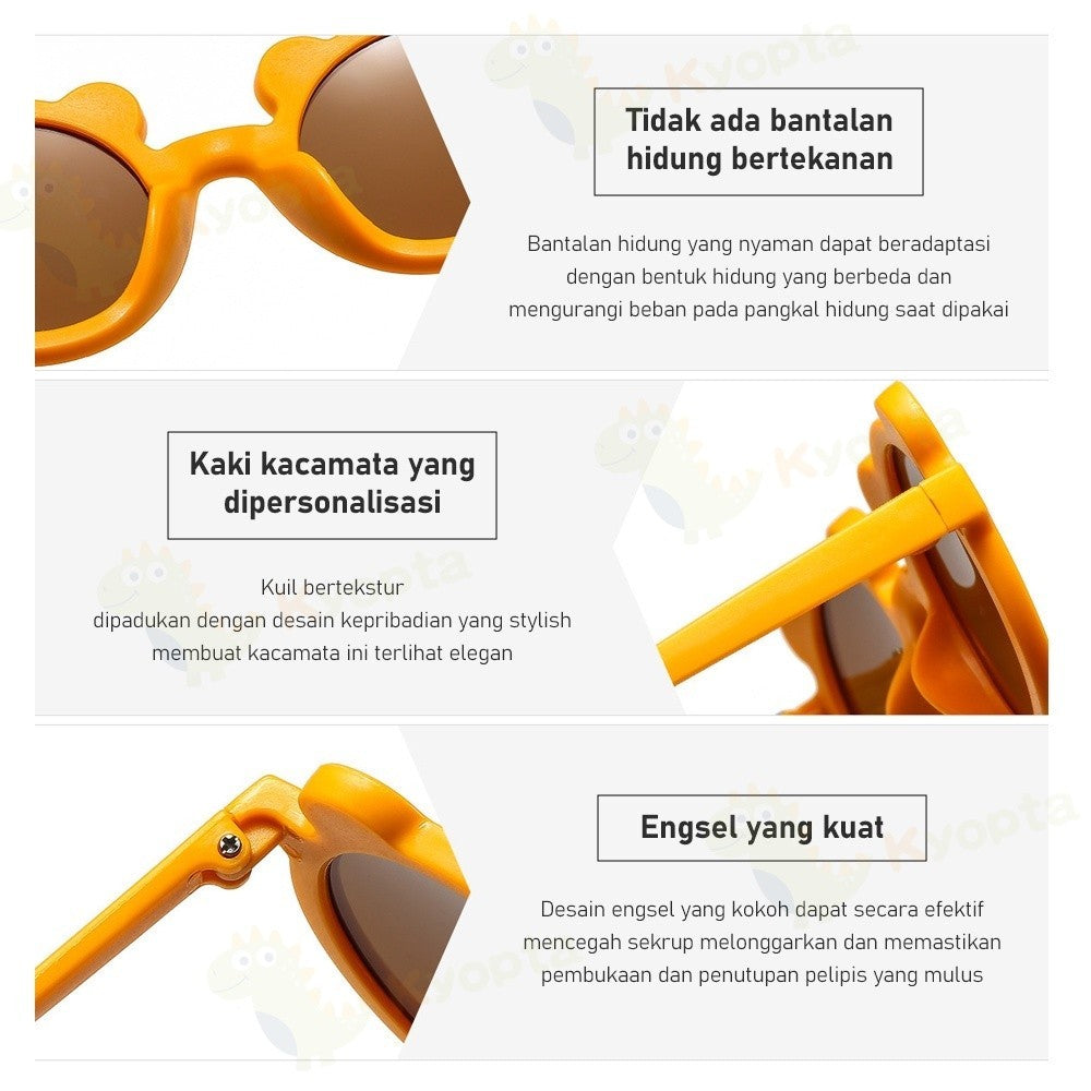 Kyopta Kacamata anak bentuk telinga beruang Kacamata hitam anak import kids sunglasses