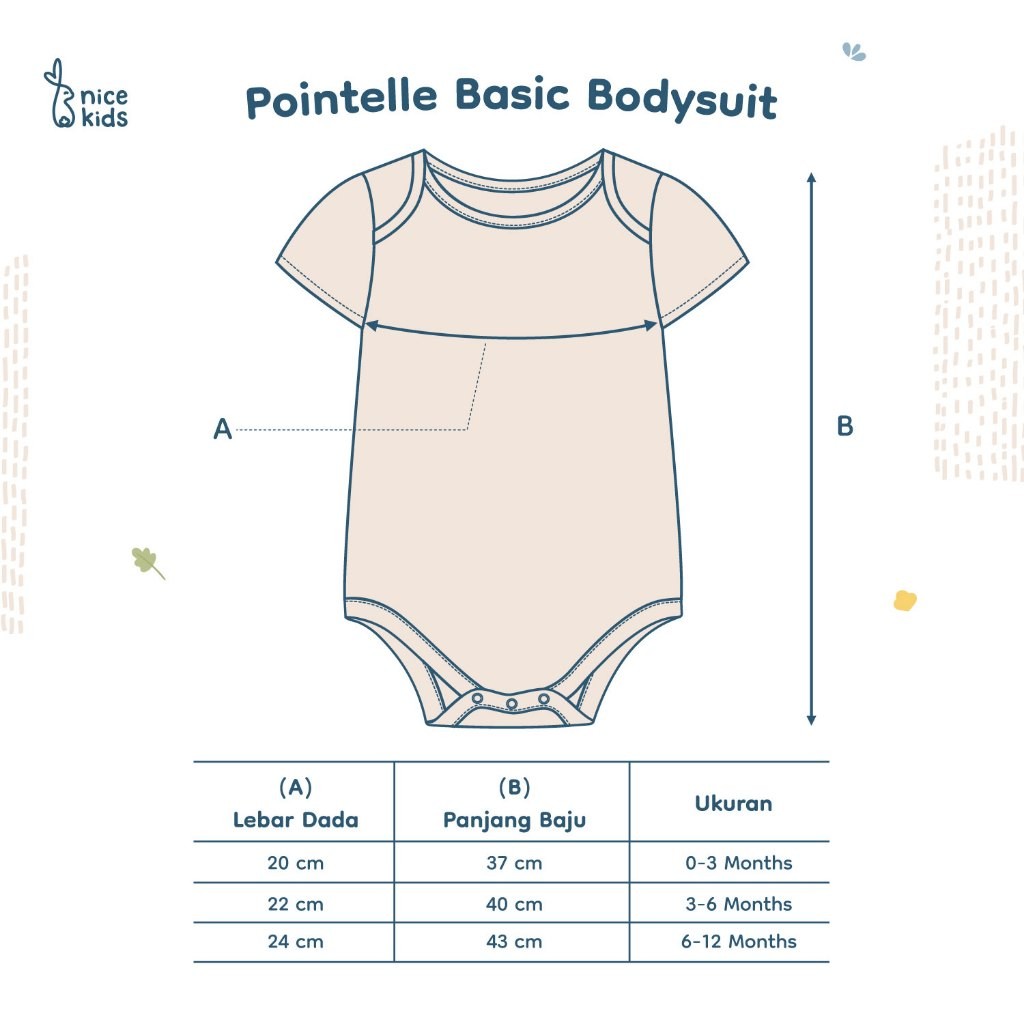 Nice Kids - Pointelle Basic Bodysuit (Jumper Bayi Laki-Laki New Born Unisex 0-12 Bulan)