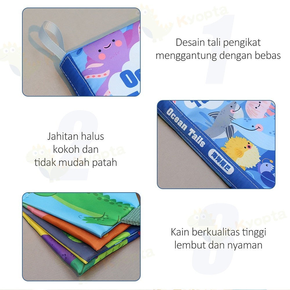 Kyopta Buku bantal bayi 3d Mainan bayi softbook Buku kain bayi Cloth book