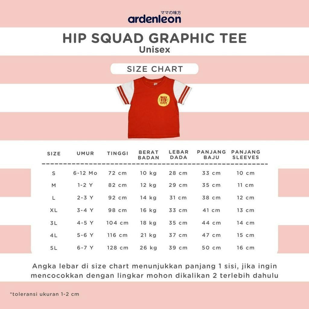 ARDENLEON Atasan Kaos Anak Hip Squad Graphic Tee