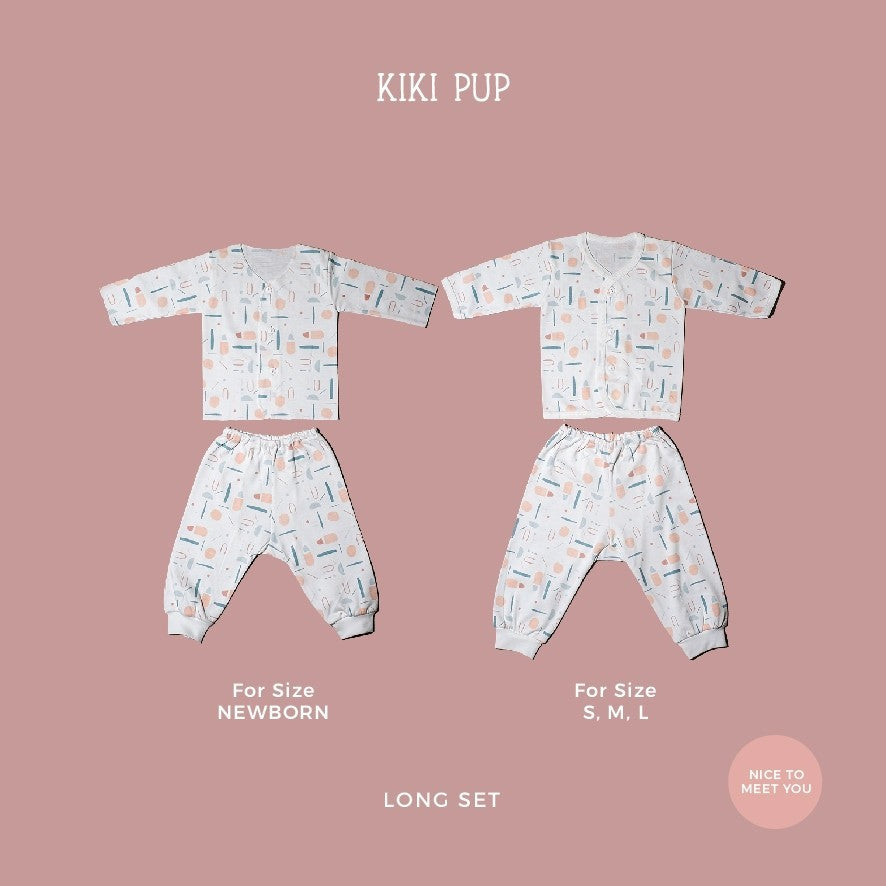 KIKI PUP Long Set (Abstract) - Piyama Bayi / Baju Bayi / Baju Anak