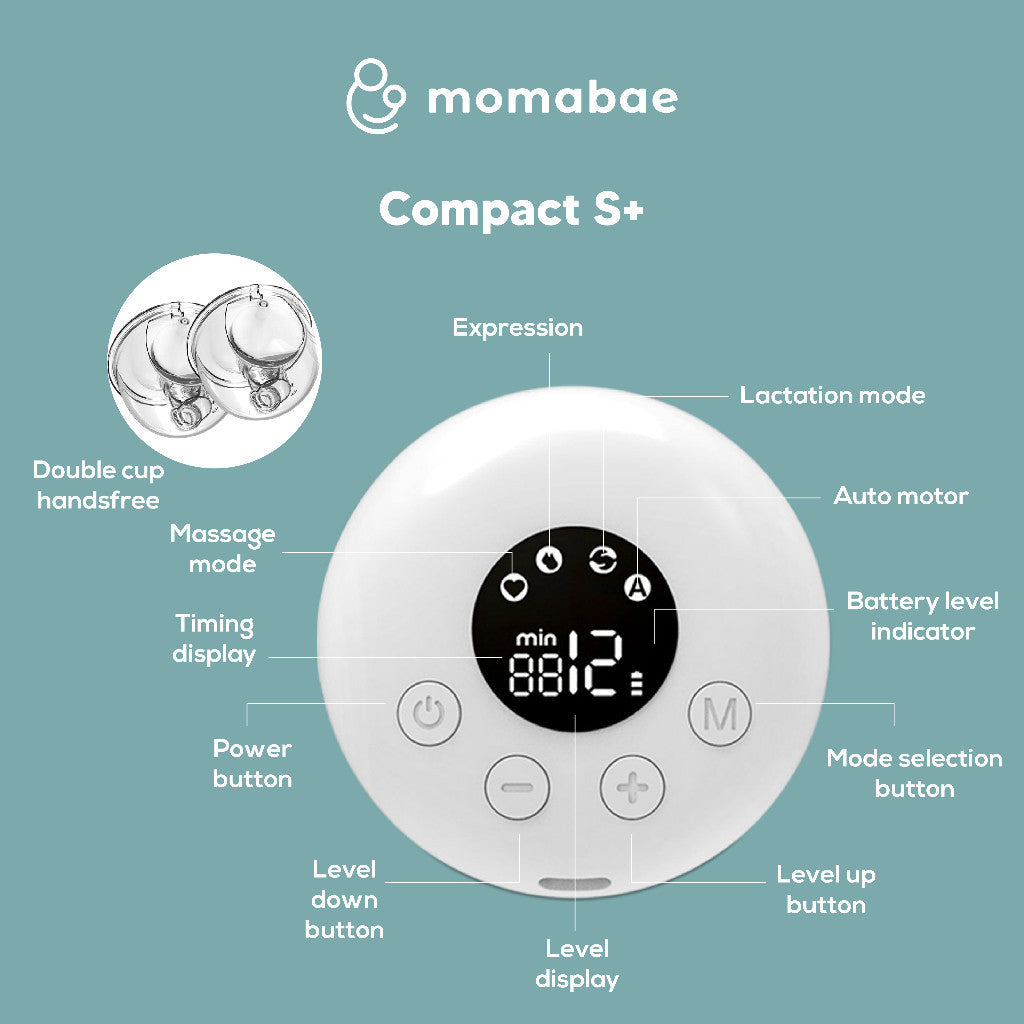 MOMABAE – COMPACT S+ – 2 IN 1 Handsfree Breast Pump / Pompa ASI Elektrik / Breast Pump Electric / Pumping ASI Elektrik Portable