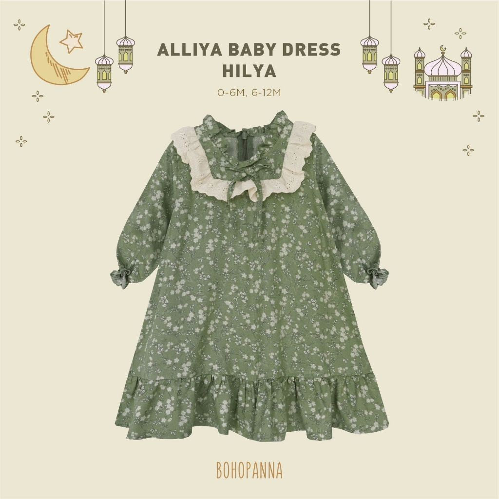 BOHOPANNA - RAYA COLLECTION - ALLIYA BABY DRESS - Dress Muslim Anak - Baju Muslim Anak Perempuan - Dress Anak Permpuan