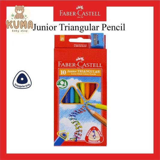Pensil Warna Faber Castell Junior 10 Warna / Junior Triangular Colour Pensil / Untuk Anak TK / Gratis Rautan