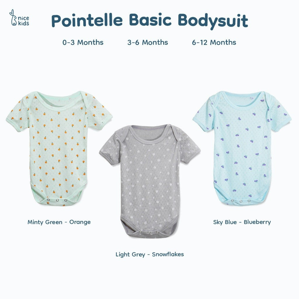 Nice Kids - Pointelle Basic Bodysuit (Jumper Bayi Laki-Laki New Born Unisex 0-12 Bulan)