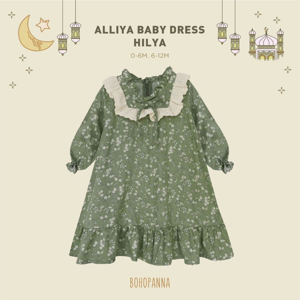 BOHOPANNA - RAYA COLLECTION - ALLIYA BABY DRESS - Dress Muslim Anak - Baju Muslim Anak Perempuan - Dress Anak Permpuan