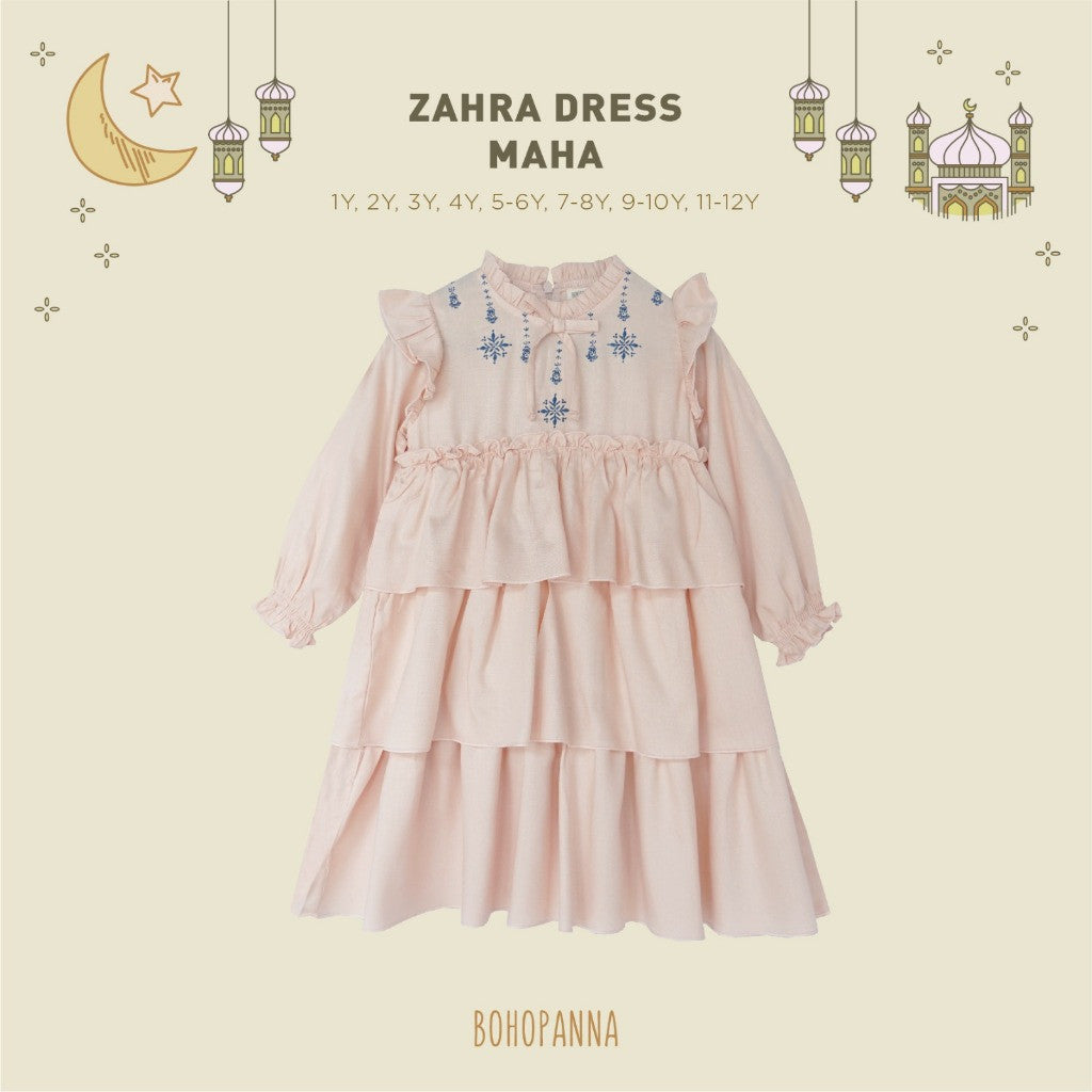 BOHOPANNA - RAYA COLLECTION - ZAHRA DRESS - Dress Muslim Anak - Baju Muslim Anak Perempuan - Dress Anak Perempuan