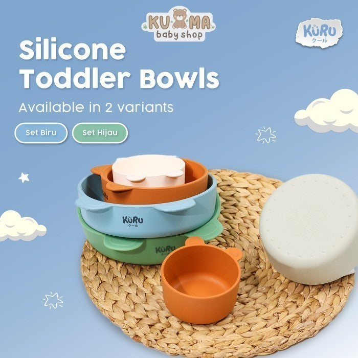Kuru SP30 3in1 Silicone Toddler Bowl Set | Mangkok Mpasi Silikon Bayi Set 3pcs