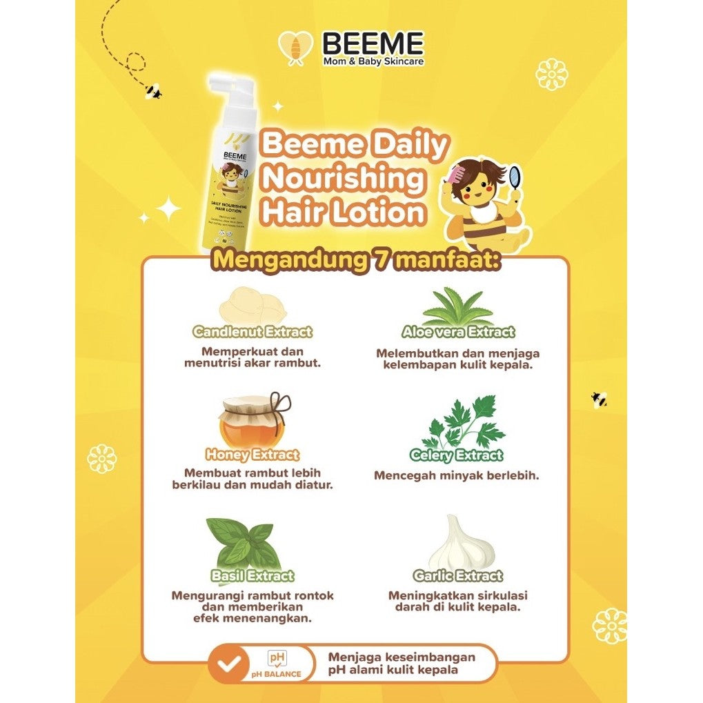 Beeme Daily Nourishing Hair Lotion Losion Rambut Kepala Bayi Kemiri 100ml