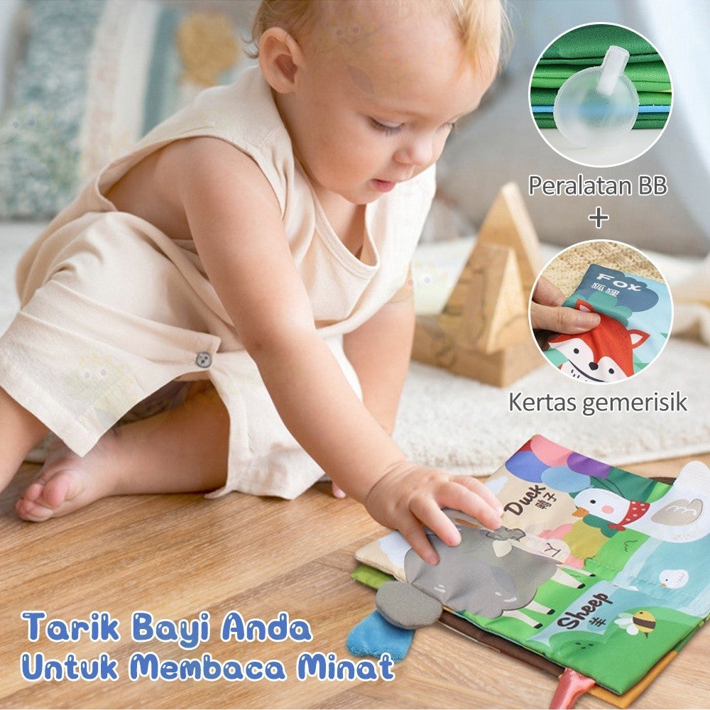 Kyopta Buku bantal bayi 3d Mainan bayi softbook Buku kain bayi Cloth book