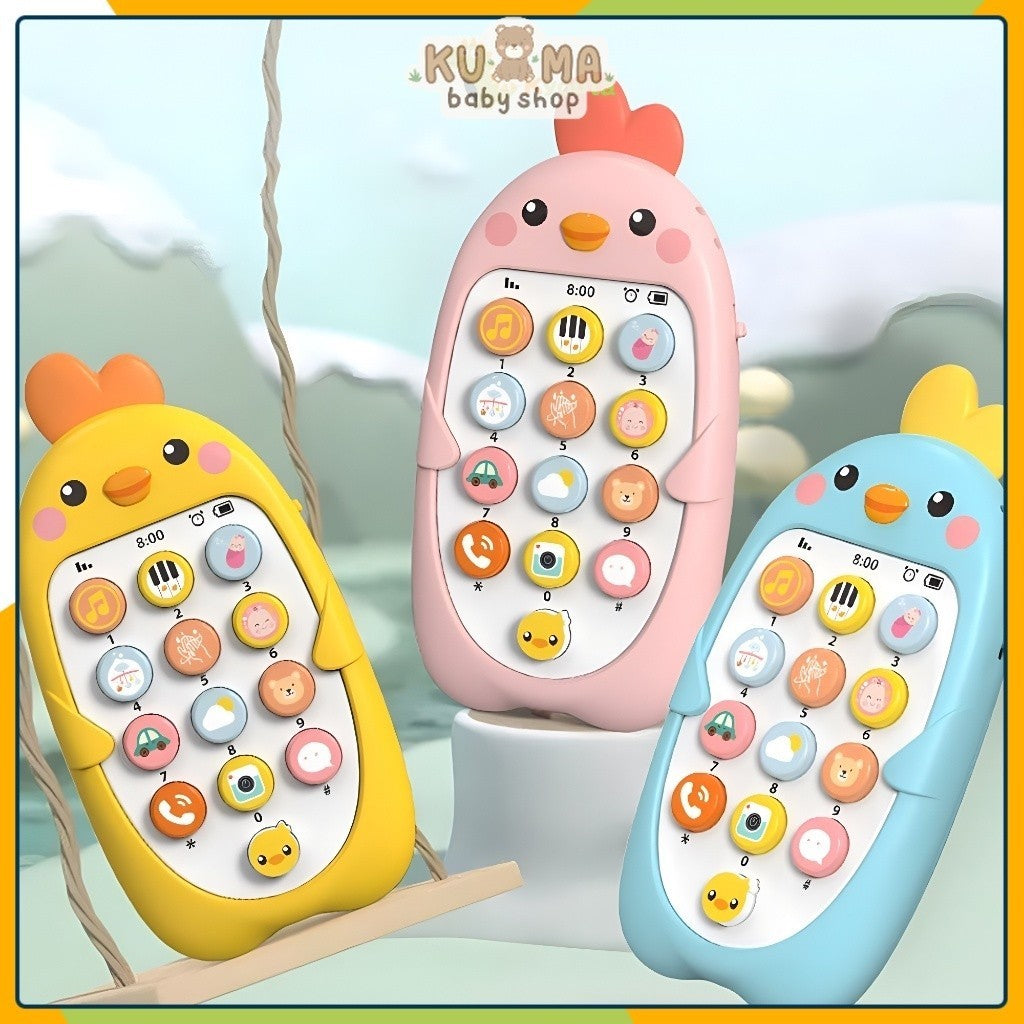 Kyopta Mainan bayi telepon dengan gigitan dan musik mainan edukasi anak