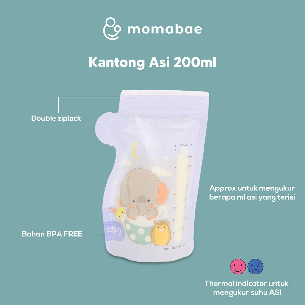 MOMABAE – Kantong ASI 200ML + 20ML Ekstra / Kantong ASI BPA Free / Kantong ASI Thermal Sensor