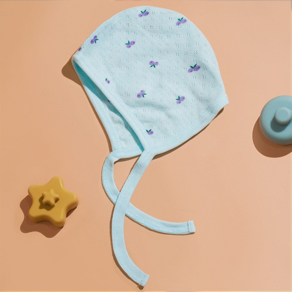 Nice Kids - Pointelle Baby Bonnet Hat (Topi Bonnet Bayi New Born Unisex All Size)