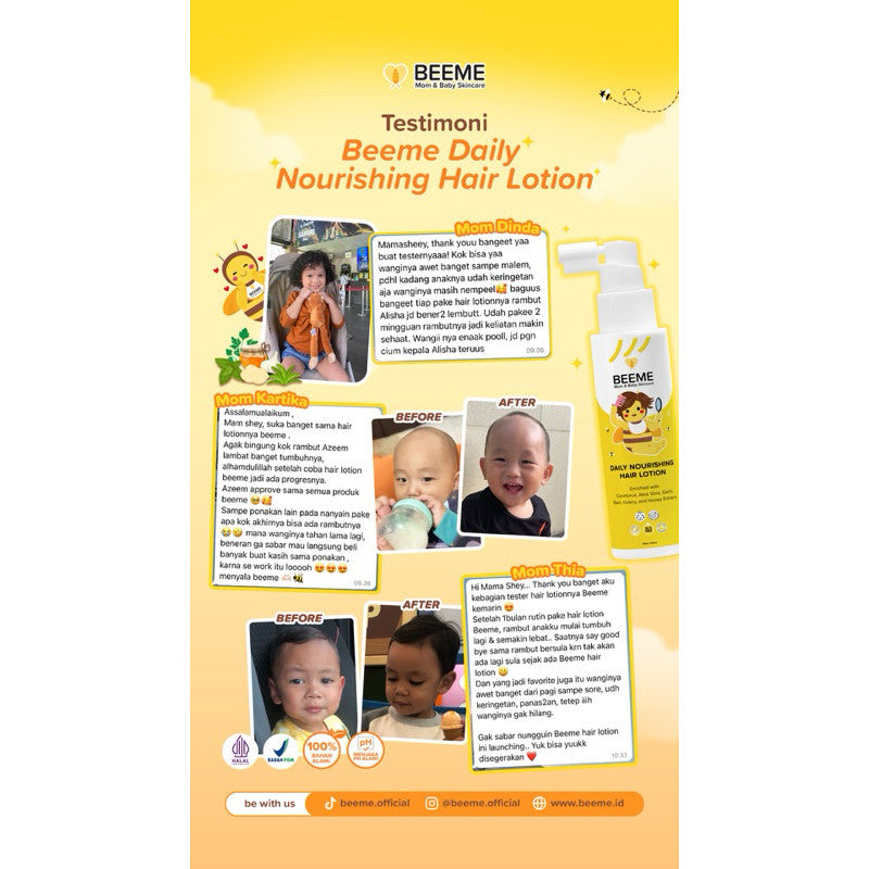 Beeme Daily Nourishing Hair Lotion Losion Rambut Kepala Bayi Kemiri 100ml