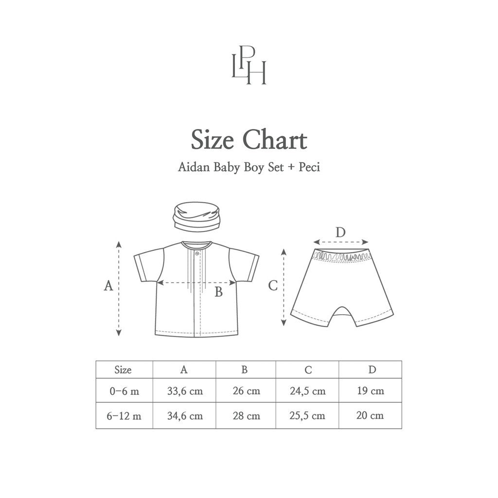 Little Palmerhaus - Baju Lebaran 2025 - Aidan Baby Boy Set + Peci (Setelan Baju Koko Bayi Usia 0-12 Bulan)