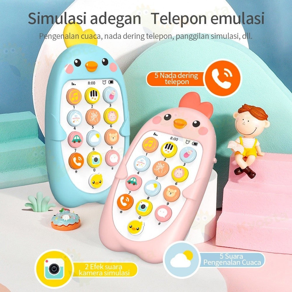 Kyopta Mainan bayi telepon dengan gigitan dan musik mainan edukasi anak