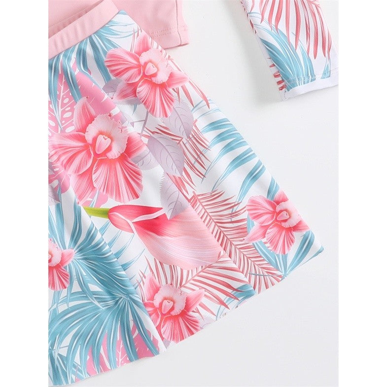 Baju Celana Renang Anak Hello Sun Swim Wear Emily Flower Skirt Pink