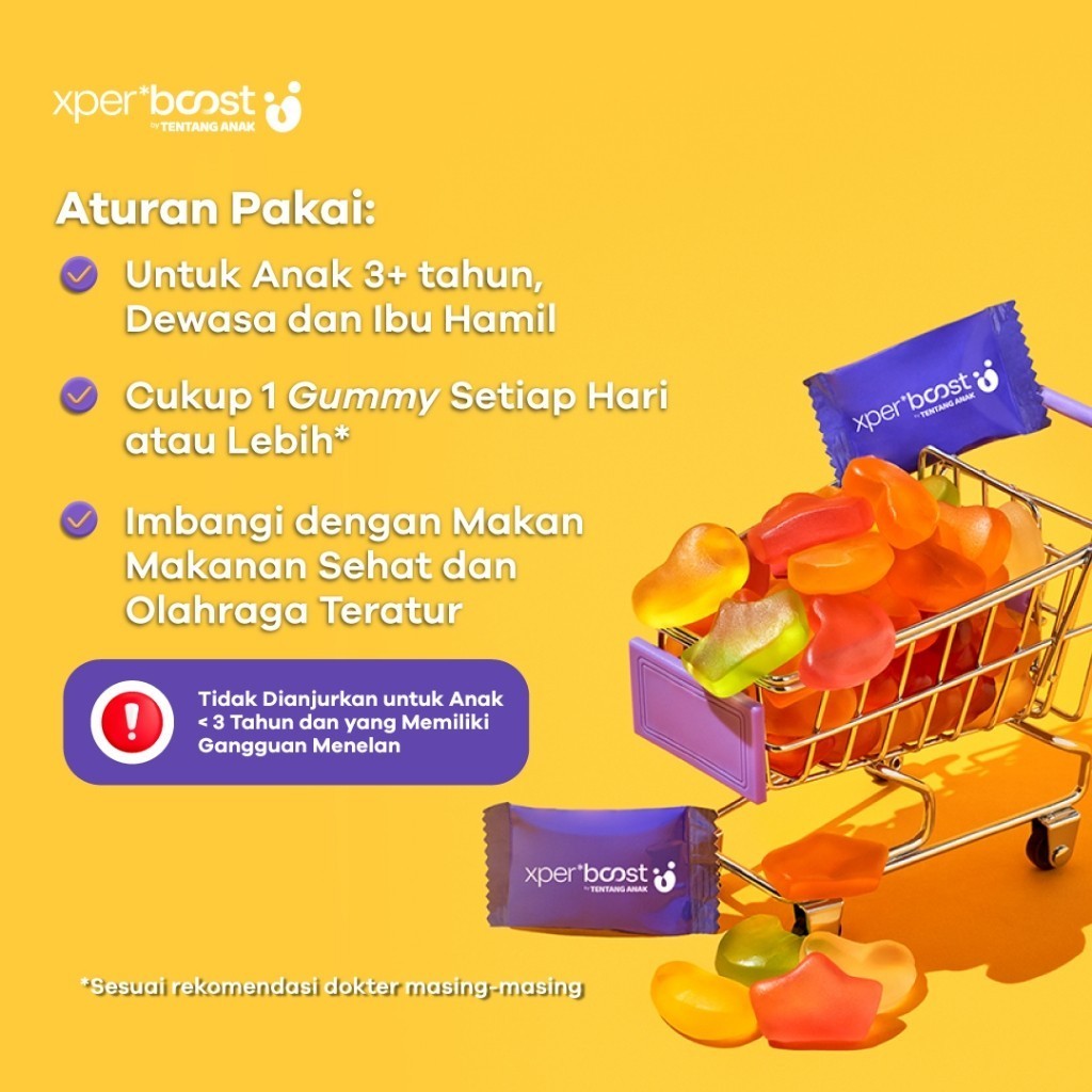 Expert Boost - Gummy Vitamin D 600 IU Anak dan Dewasa | Boost Imunitas & Pertumbuhan | Paket 30 Hari