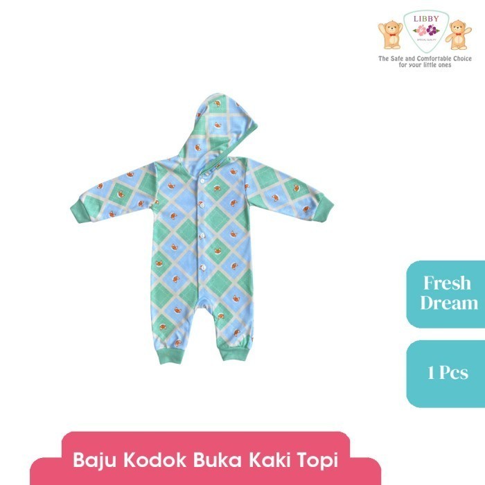 LIBBY Baju Kodok Panjang Buka Kaki Pakai Topi Fresh Dreams (1 pcs) - Racoon Farm 2