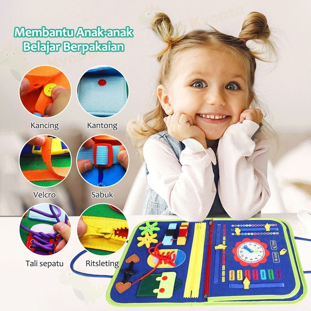 Kyopta Mainan papan busy board montessori untuk edukasi anak Felt learning board