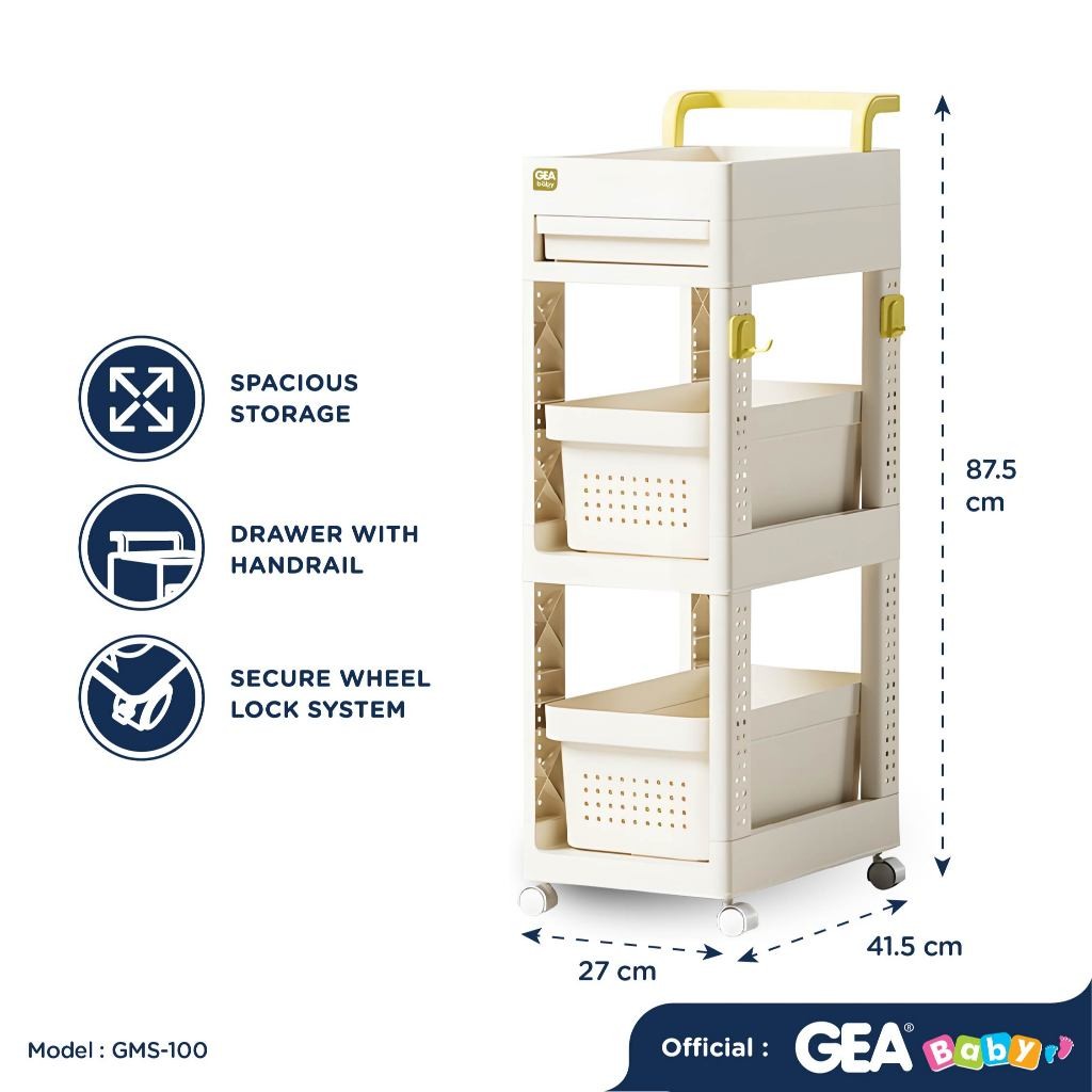 GEA Baby Multifunctional Baby Storage (GMS100) Baby Storage Organizer Trolly Organizer Bayi Keranjang Rak Serbaguna Troli Multifungsi