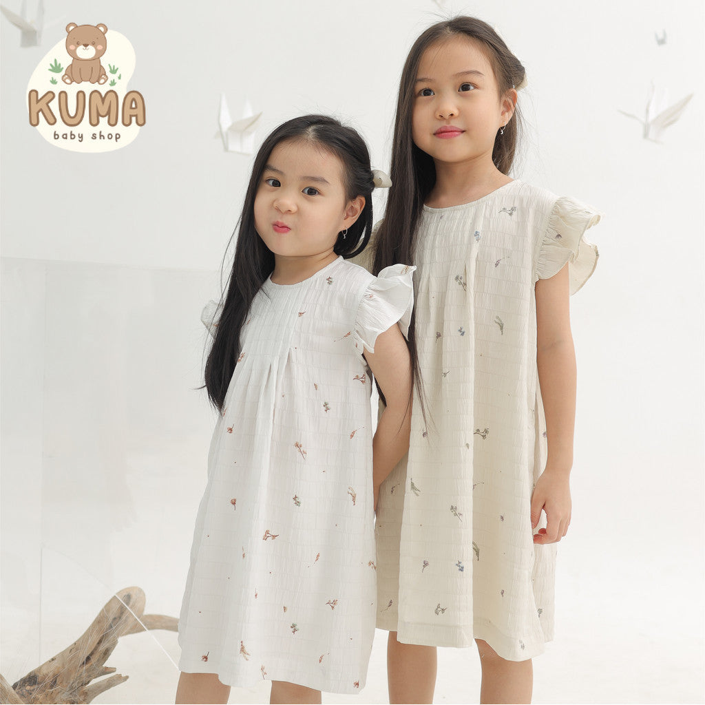 Harlow Kids - Nora Dress/ Dress Anak Permpuan/ Dress Butterfly Sleeve / Dress anak Korea