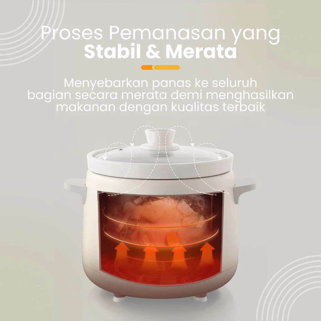 Bear Slow Cooker Ceramic 1.5L / Slow Cooker Ceramic Baby & Family Food Maker / Panci Ceramic