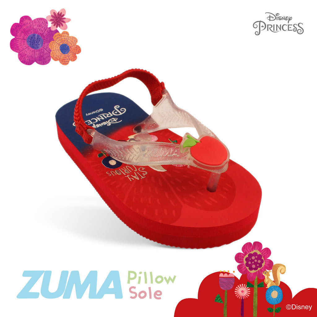 Zuma Baby x Disney Princess Snow White Red, Sandal Jepit Bayi Karet Tali Belakang, Merah Biru