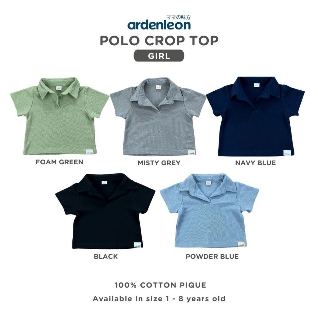 ARDENLEON Atasan Anak Perempuan Polo Crop Top Girl