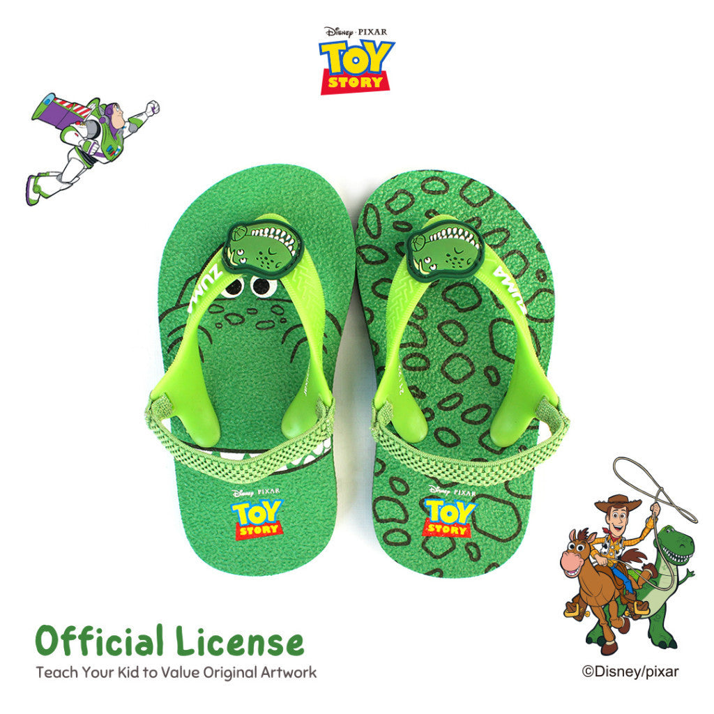 Zuma Baby x Disney Toy Story 3 Green, Sandal Jepit Bayi Karet Tali Belakang, Hijau