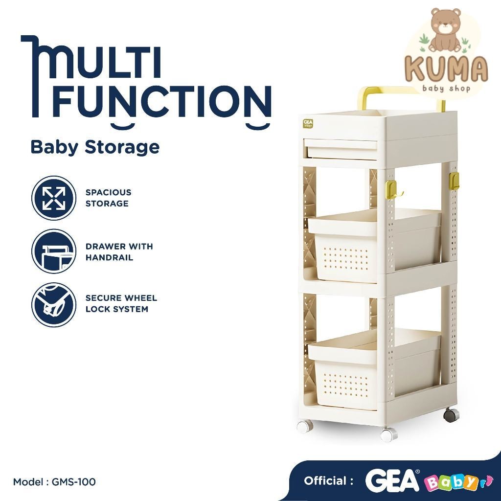 GEA Baby Multifunctional Baby Storage (GMS100) Baby Storage Organizer Trolly Organizer Bayi Keranjang Rak Serbaguna Troli Multifungsi