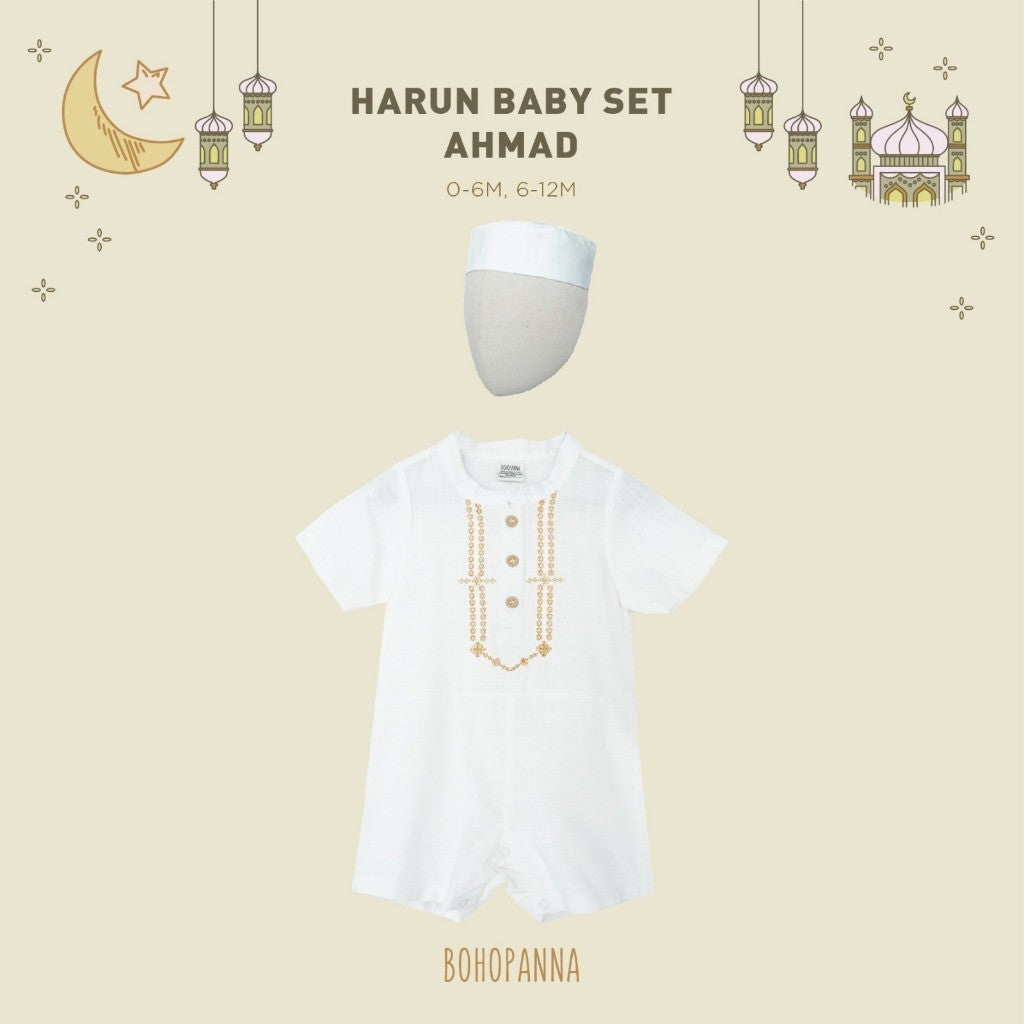 BOHOPANNA - RAYA COLLECTION - HARUN BABY SET - Baju Lebaran Bayi Laki-Laki - Baju Muslim Bayi Laki-Laki - Setelan Muslim