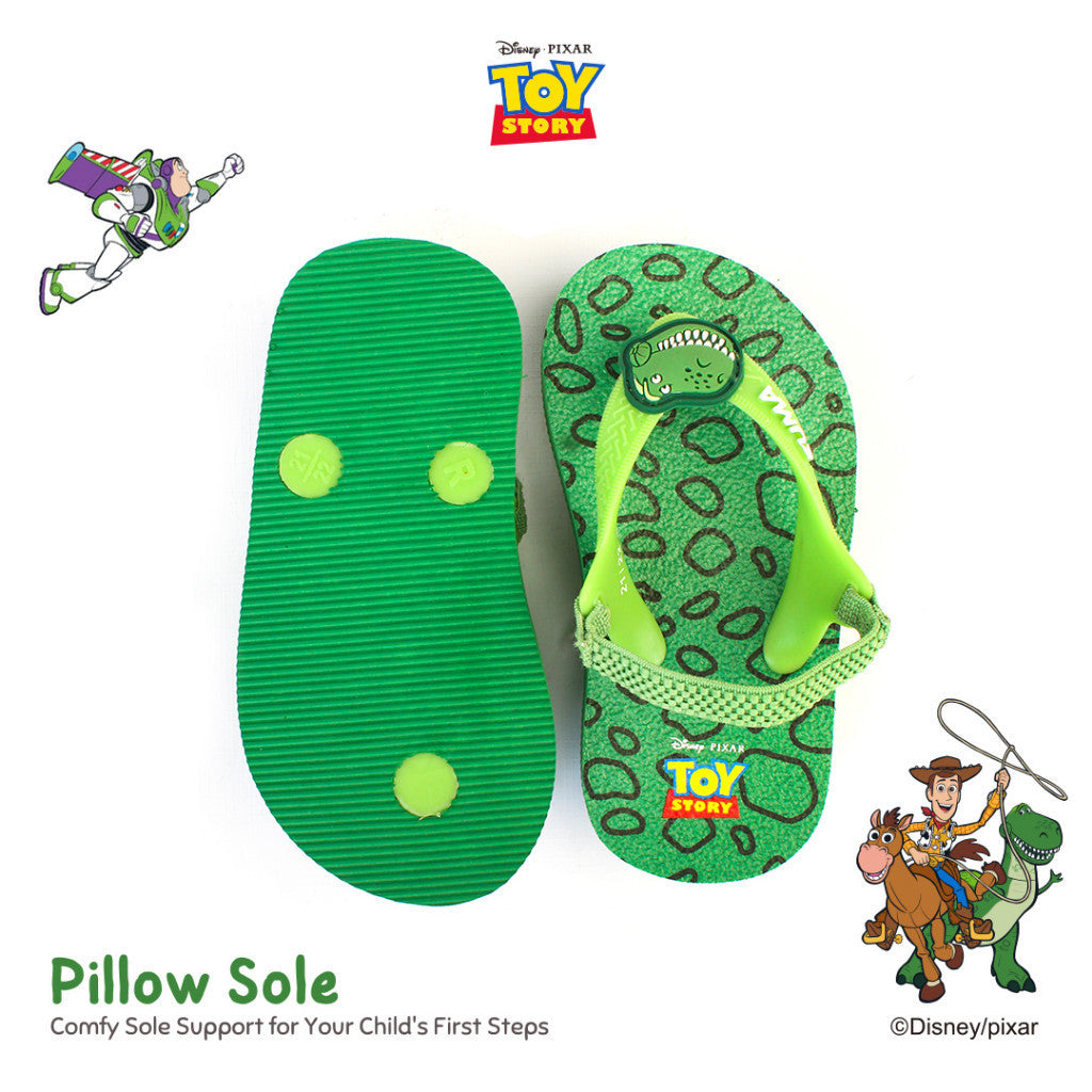 Zuma Baby x Disney Toy Story 3 Green, Sandal Jepit Bayi Karet Tali Belakang, Hijau