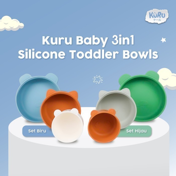 Kuru SP30 3in1 Silicone Toddler Bowl Set | Mangkok Mpasi Silikon Bayi Set 3pcs