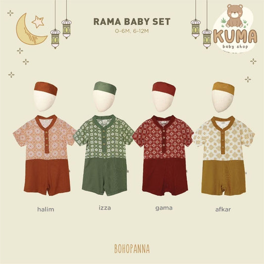 BOHOPANNA - RAYA COLLECTION - RAMA BABY SET - Baju Muslim Anak - Baju Muslim Anak Laki-Laki - Setelan Bayi