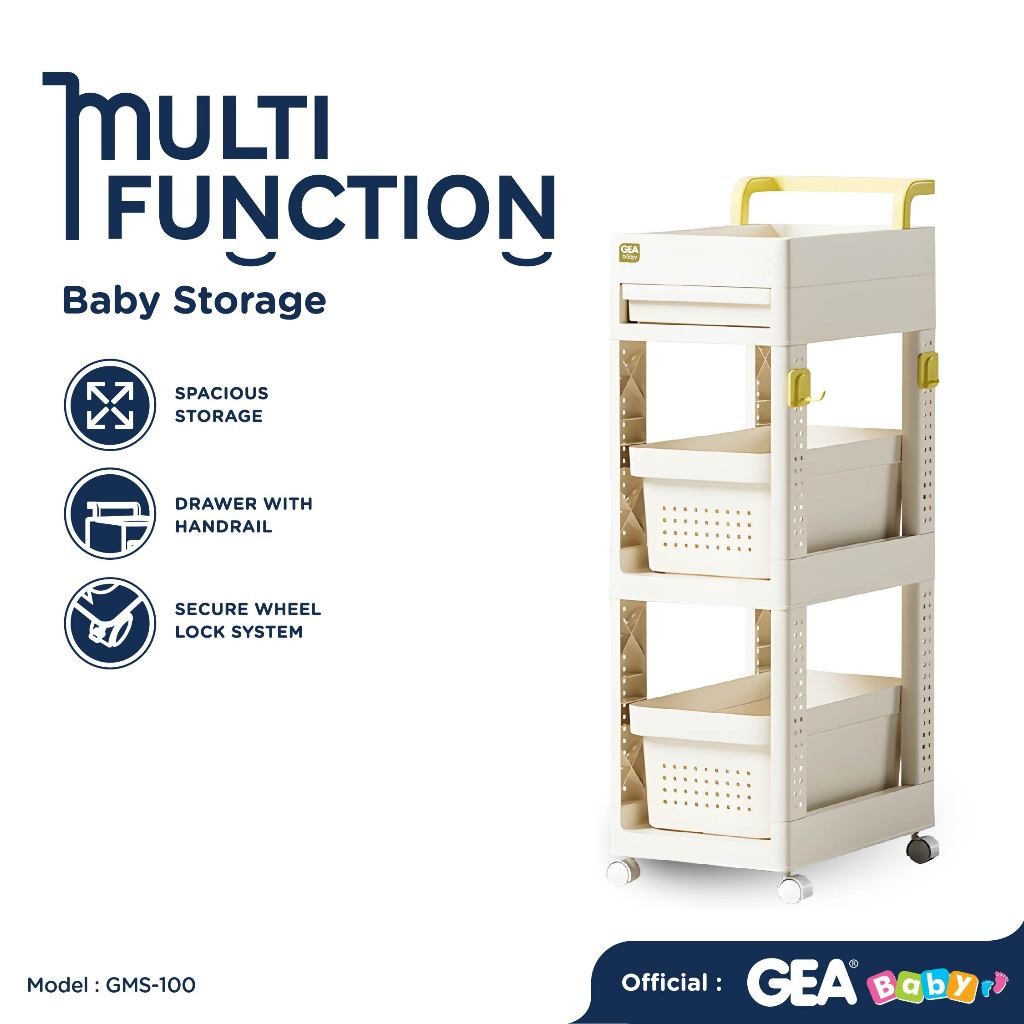 GEA Baby Multifunctional Baby Storage (GMS100) Baby Storage Organizer Trolly Organizer Bayi Keranjang Rak Serbaguna Troli Multifungsi