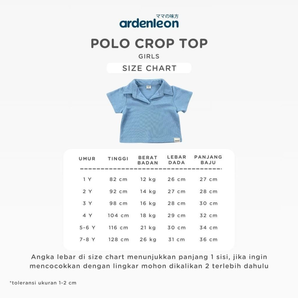 ARDENLEON Atasan Anak Perempuan Polo Crop Top Girl