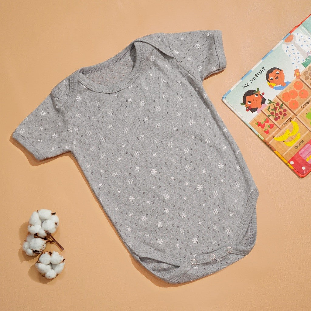 Nice Kids - Pointelle Basic Bodysuit (Jumper Bayi Laki-Laki New Born Unisex 0-12 Bulan)