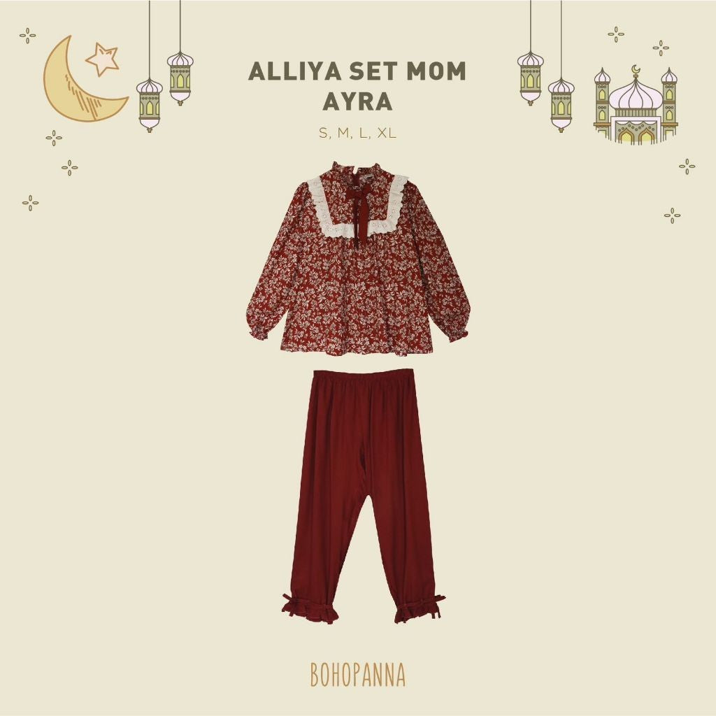 BOHOPANNA - RAYA COLLECTION - ALLIYA SET MOM - Setelan Muslim Wanita - Baju Muslim Perempuan