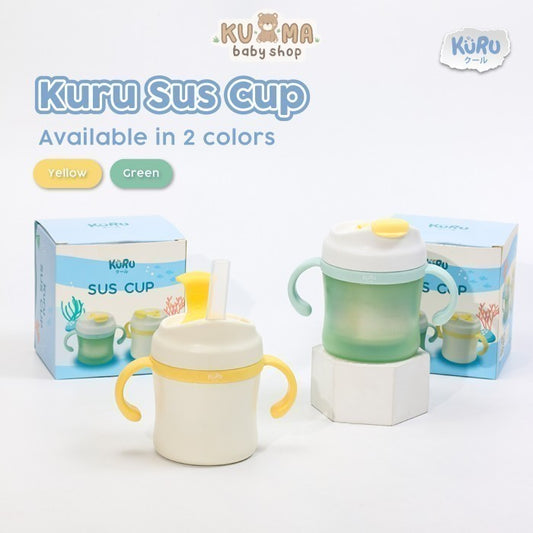 Kuru SC30 Stainless Steel Kids Training Cup with Straw | Gelas Minum Anak