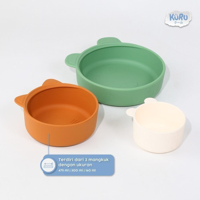 Kuru SP30 3in1 Silicone Toddler Bowl Set | Mangkok Mpasi Silikon Bayi Set 3pcs