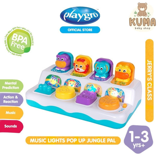 Playgro Music Lights Pop Up Jungle Pal- Mainan Suara Musik Anak Balita