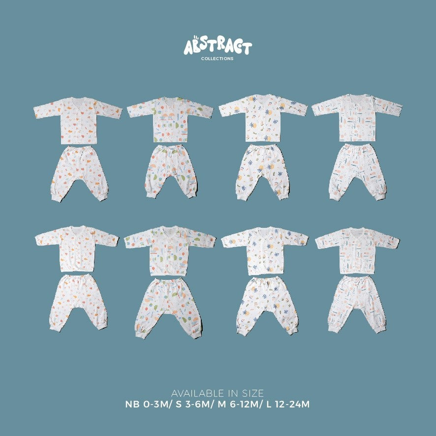 KIKI PUP Long Set (Abstract) - Piyama Bayi / Baju Bayi / Baju Anak